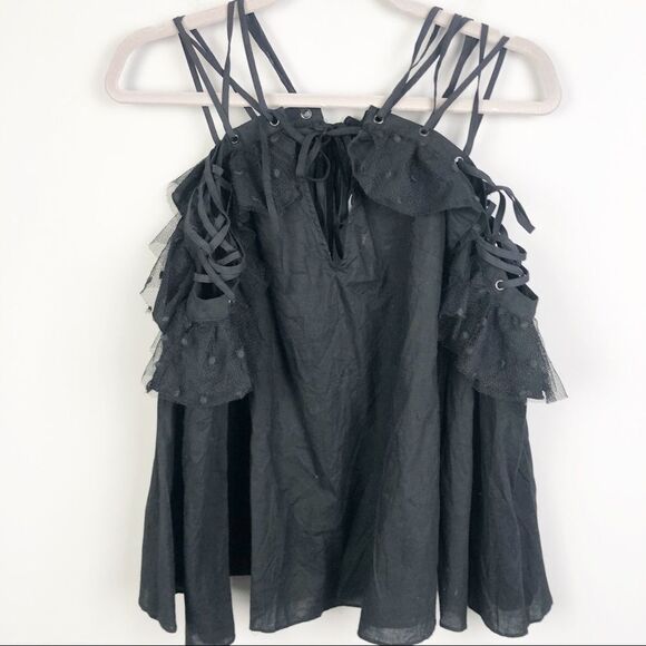 STEVIE MAY | Shadow Top Black Lace Up Plunge Top - Picture 4 of 11